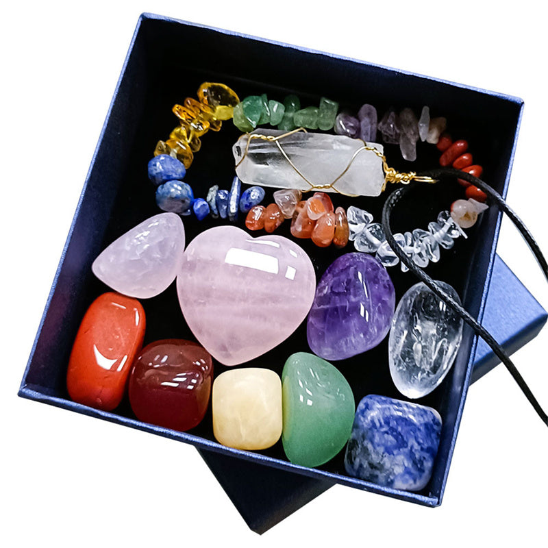 11pc Set of Crystal Chakra Stones and Bracelet